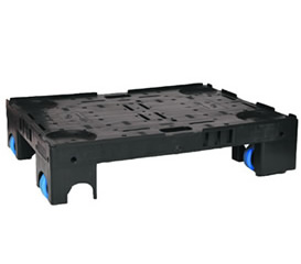Plastic pallet dolly with castors